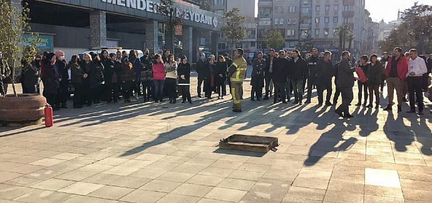 Belediye personeline yangın tatbikatı