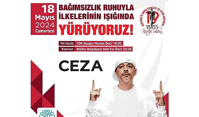 Nilüfer Belediyesi'nin 19 Mayıs Atatürk'ü Anma, Gençlik ve Spor Bayramında Ceza ile Kutlanacak
